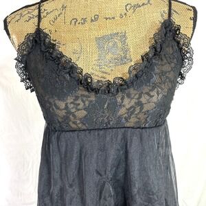 TOSCA California Lingerie S Black Lace Gown Sexy Ruffle Layer Strappy Style 4202